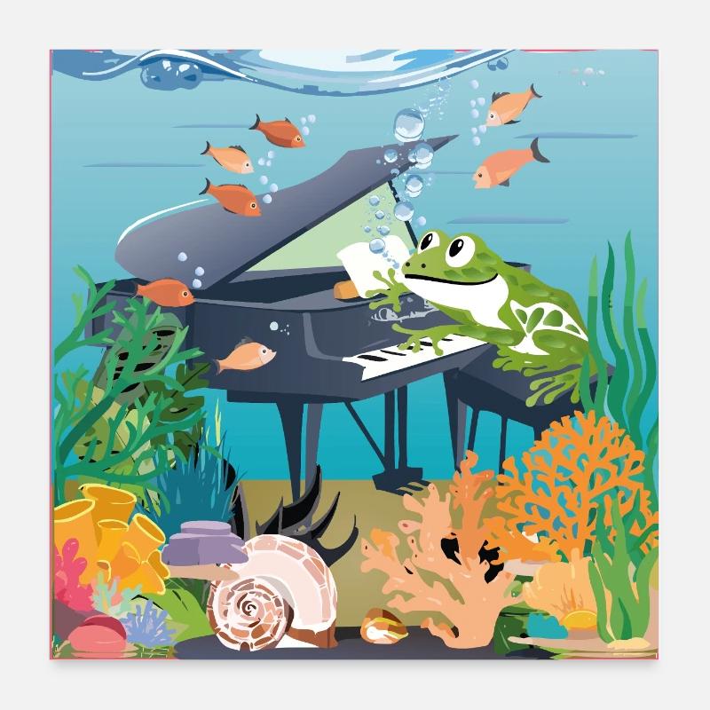1 1 DE AI 3 Froschkonzert - Plakat o wymiarach 60 x 60 cm - biały