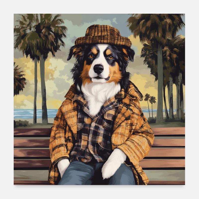 Bench at beach Poster 60x60 cm