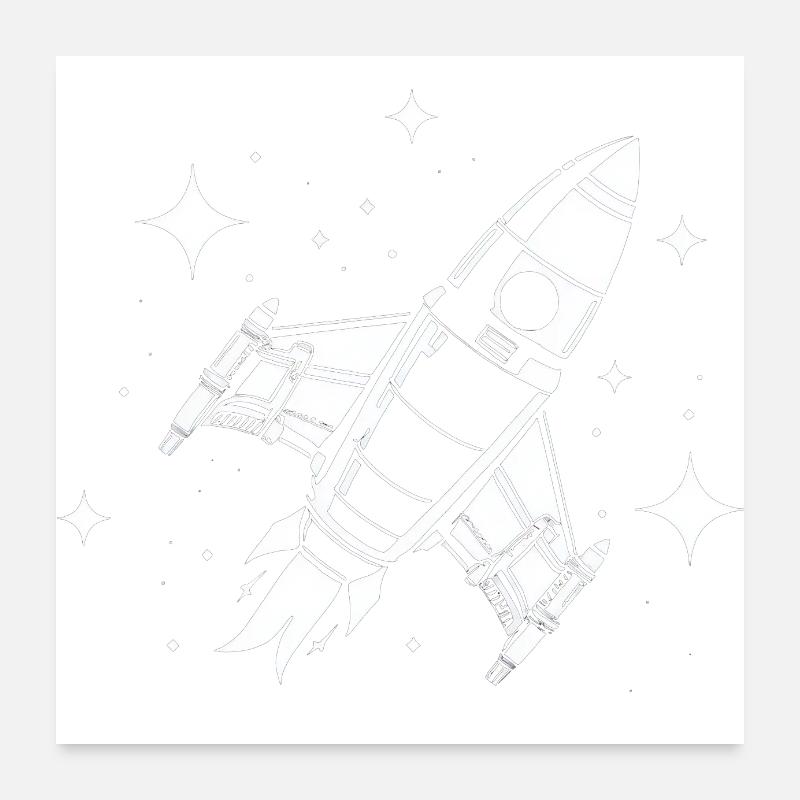 Fusée spatiale dans les étoiles Poster 60 x 60 cm