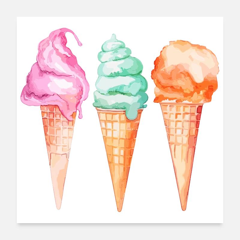 Eiskrem Glace Poster 60x60 cm