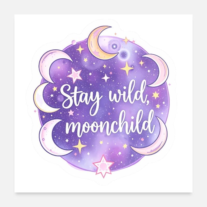 Mystisches Mondkind Himmlische Boho Astrologie Poster 60x60 cm