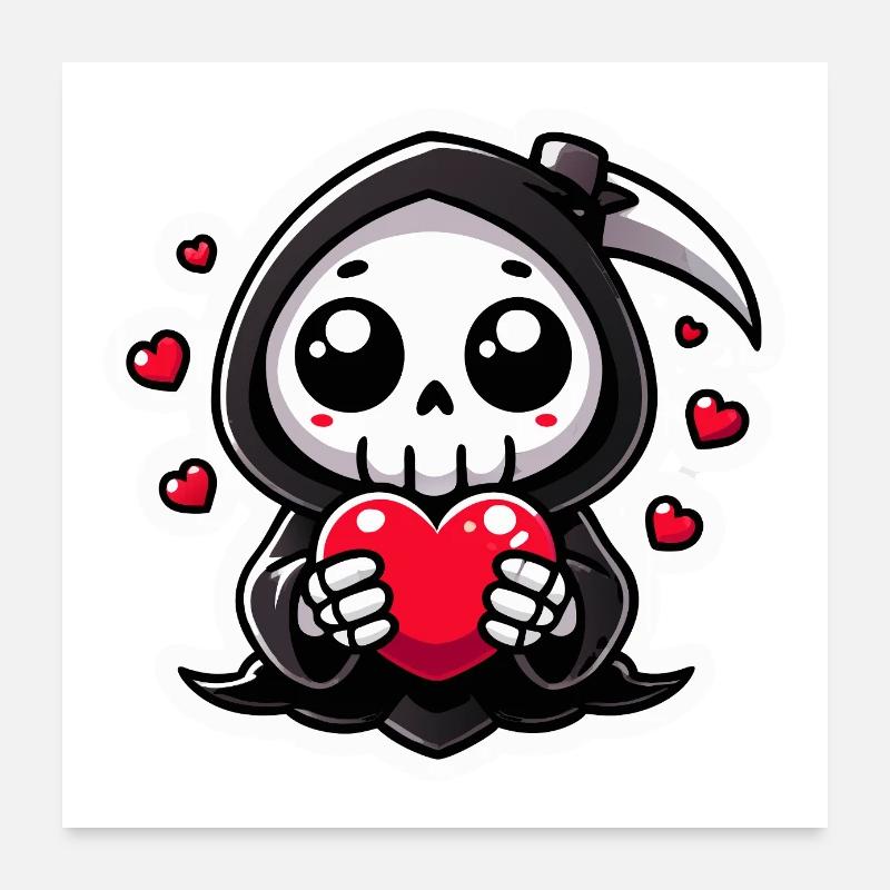 Cute Grim Reaper Love Poster 24" x 24" (60x60 cm)