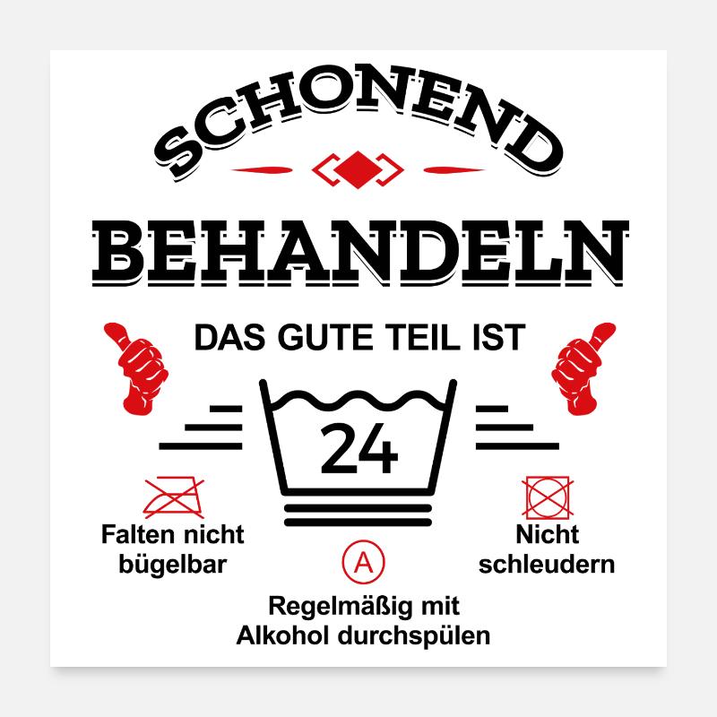 SCHONEND BEHANDELN 24. GEBURTSTAG Poster 60x60 cm