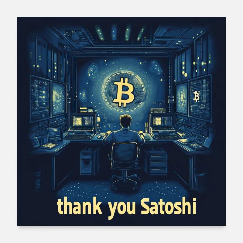 Bitcoin Satoshi - Poster 60x60 cm - Weiß