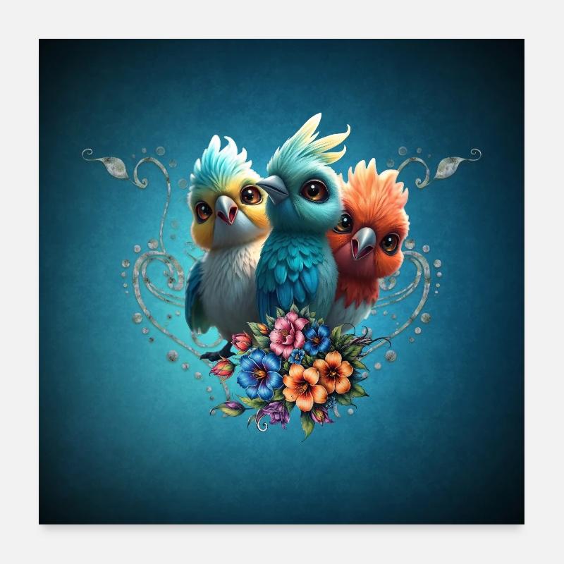 The Happy Bird Gang Poster 24" x 24" (60x60 cm)