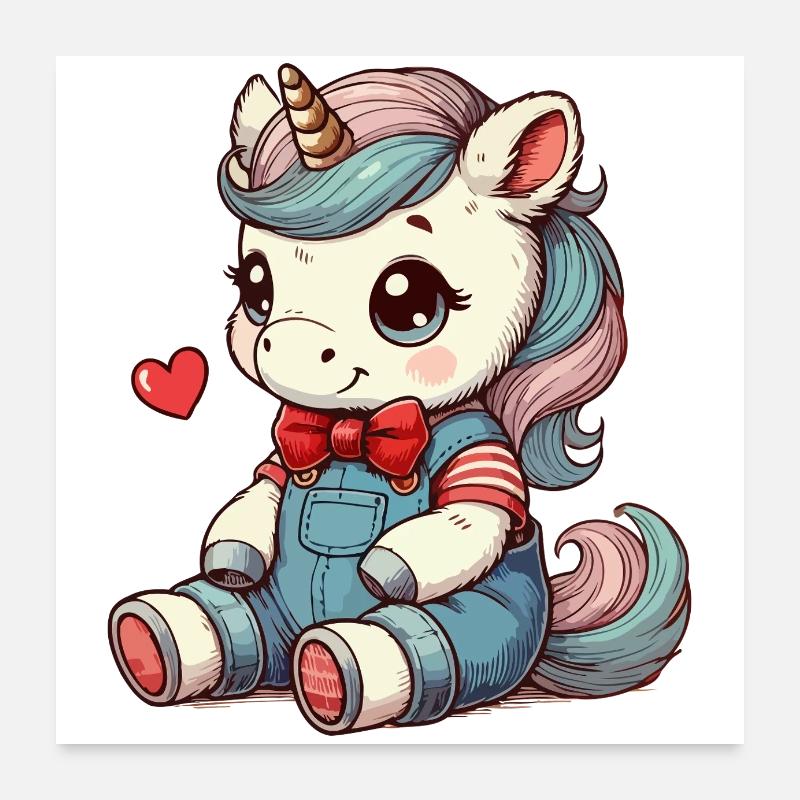 Unicorn with pastel mane Poster 24" x 24" (60x60 cm)