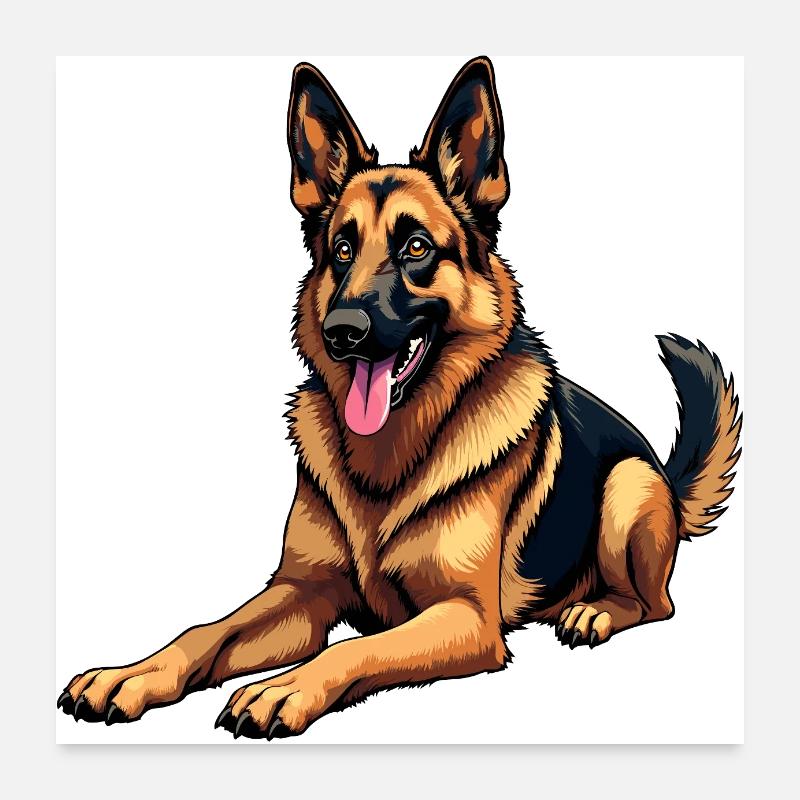 Deutscher Schäferhund German Shepherd dog Owczarek Poster 24" x 24" (60x60 cm)