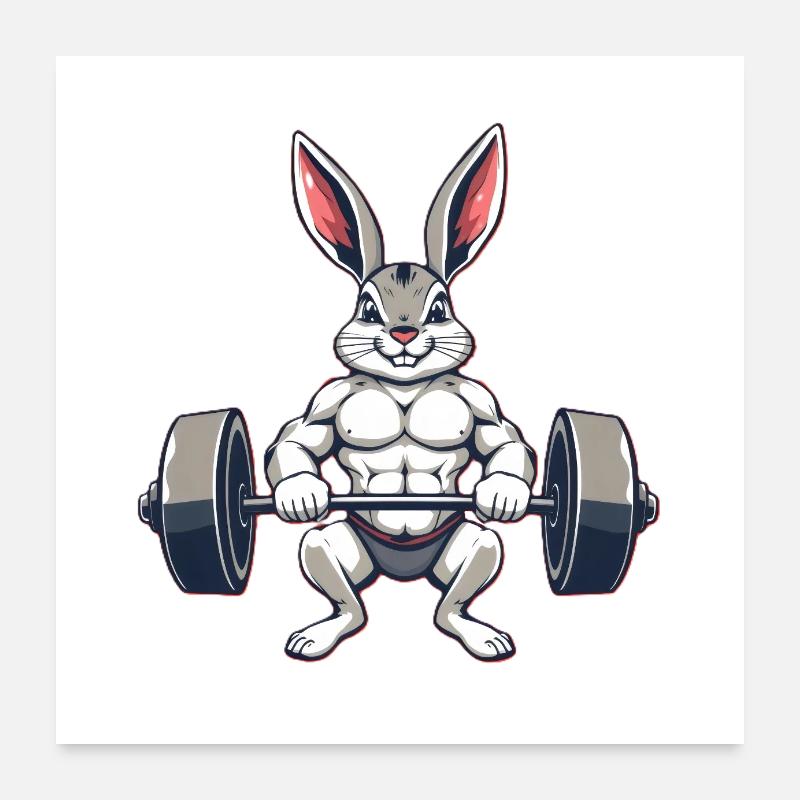 Muscular bunny during training Poster 24" x 24" (60x60 cm)