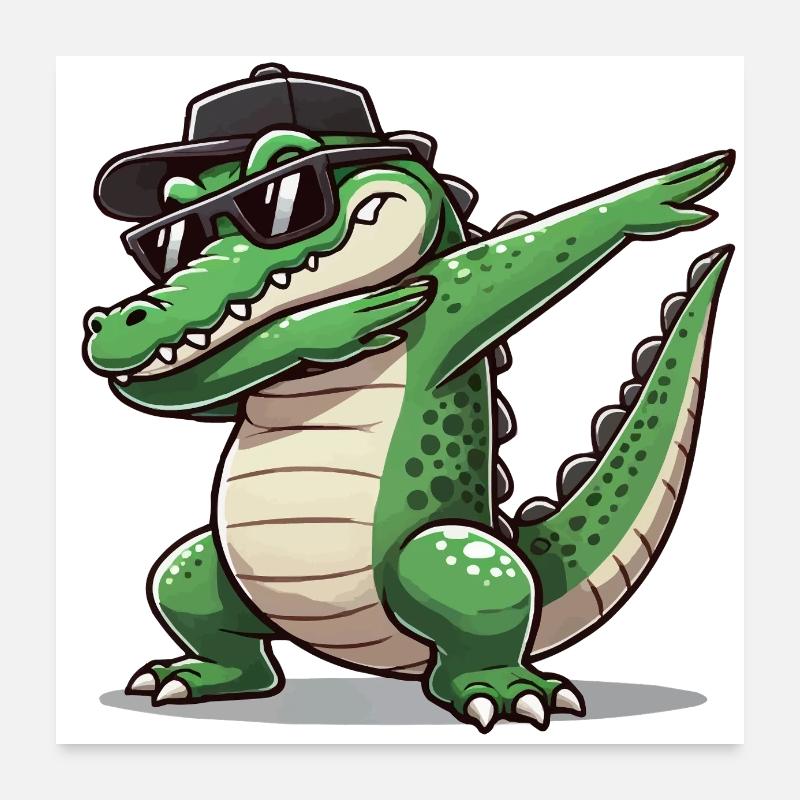 crocodile comic dabbing Poster 24" x 24" (60x60 cm)