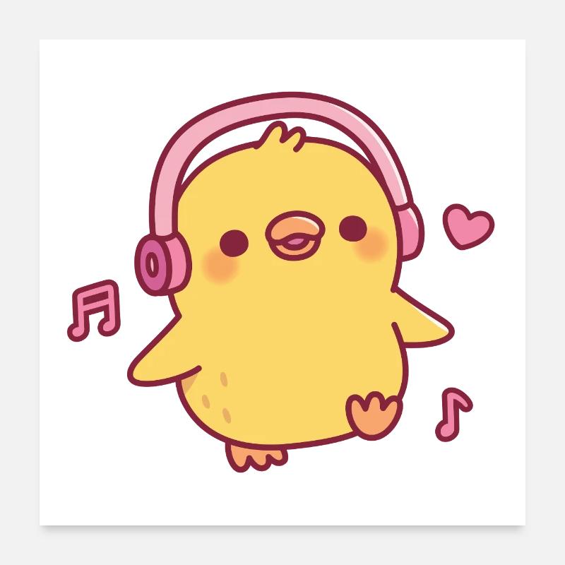 Cute Chick Dancing To Music Poster 24" x 24" (60x60 cm)