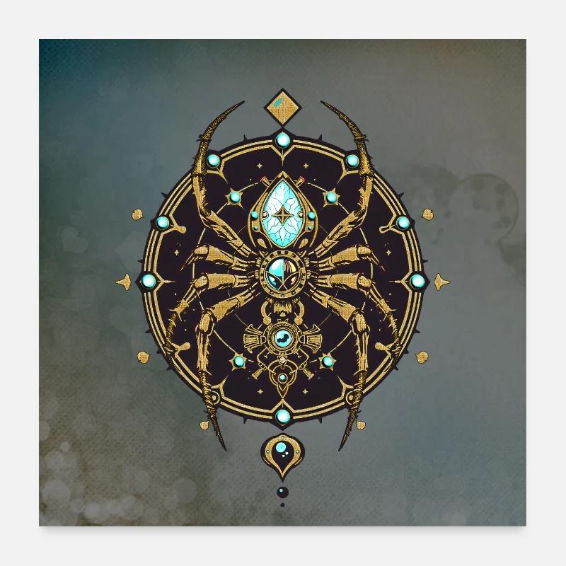 L’élégance dorée : l’araignée des secrets. Poster 60 x 60 cm
