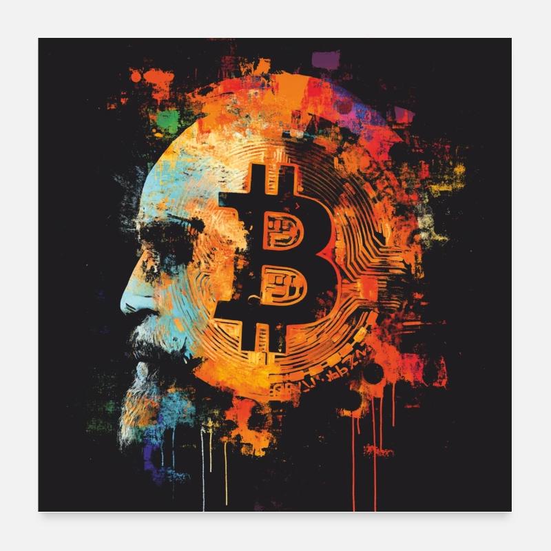 Bitcoin Pop Art Kunst Poster 60x60 cm