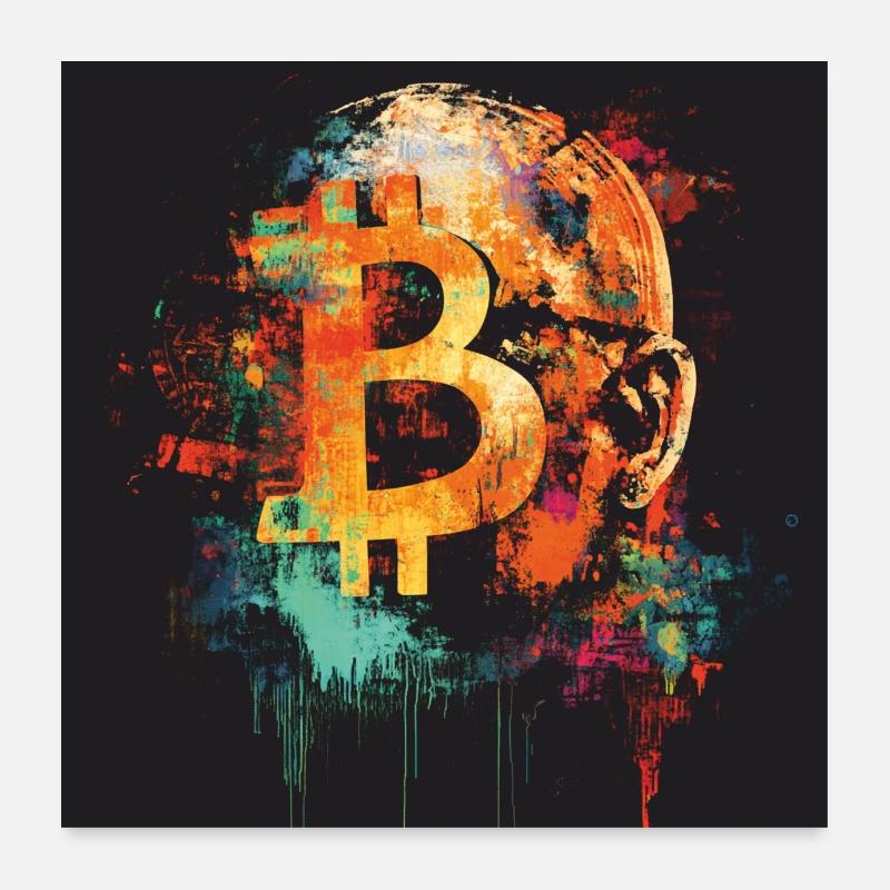 Bitcoin Pop Art Kunst Poster 60x60 cm
