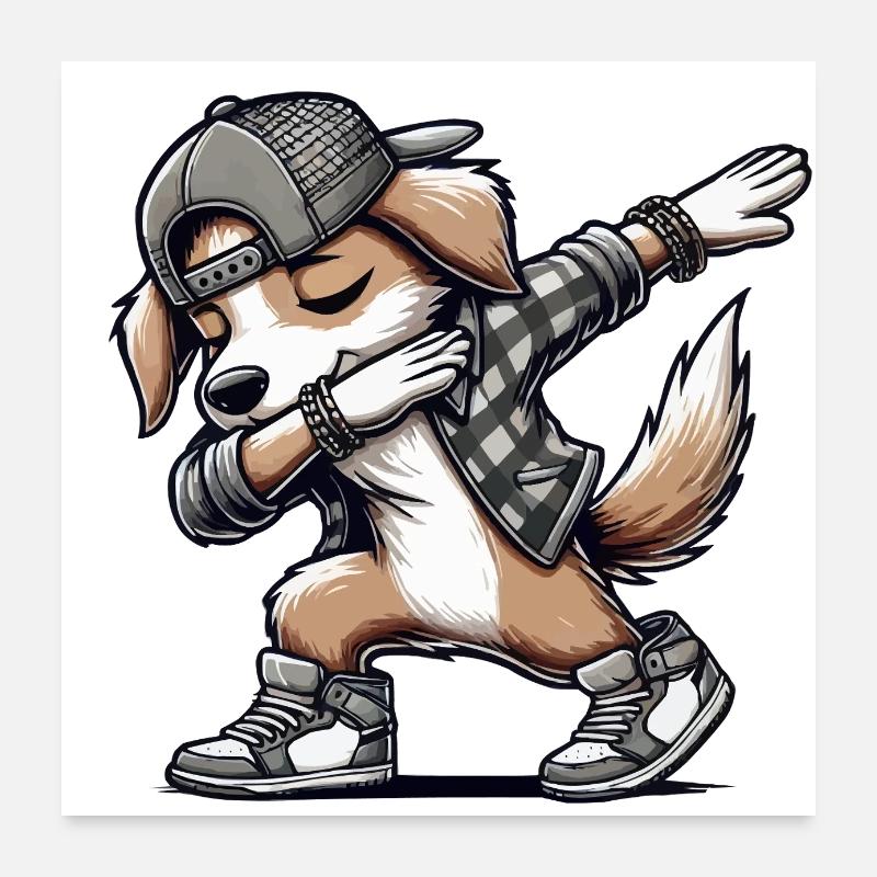 hund dabbing comic Poster 60x60 cm