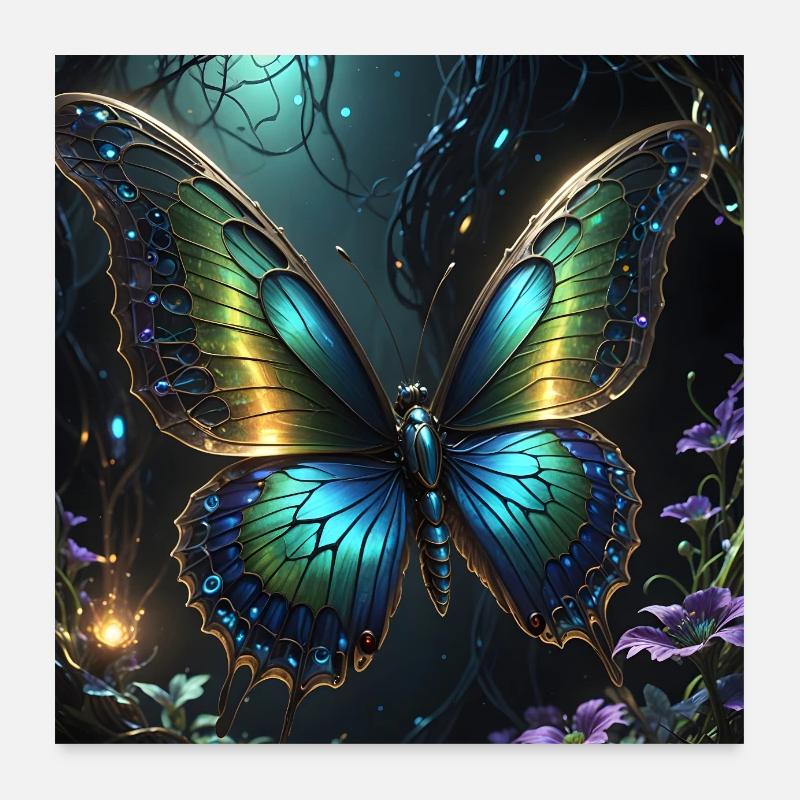 Schmetterling - Poster 60x60 cm - Weiß