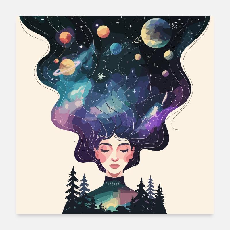 Kosmische Träume – Universum im Kopf Poster 60x60 cm