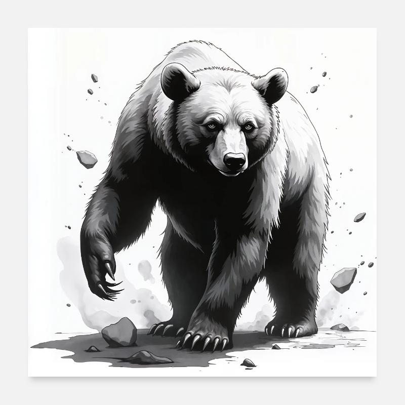 Black White Bear Poster 24" x 24" (60x60 cm)