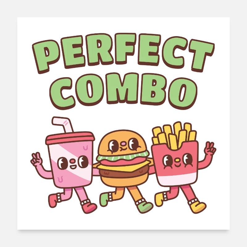 Süßer Soda Burger Und Pommes Perfekte Combo Freunde Poster 60x60 cm