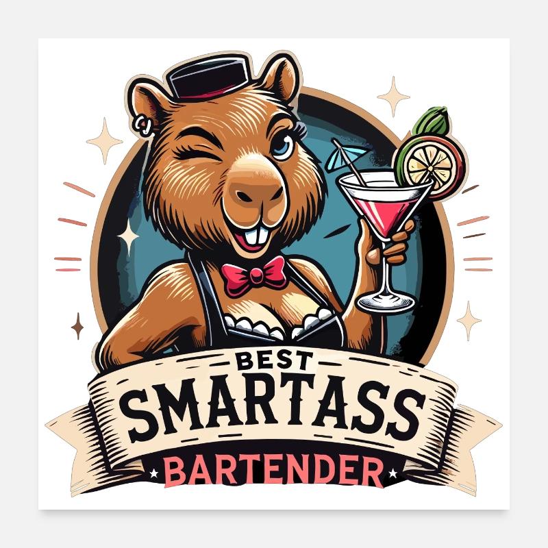 Barman Barmaid Capybara Capy Gift Poster 60 x 60 cm