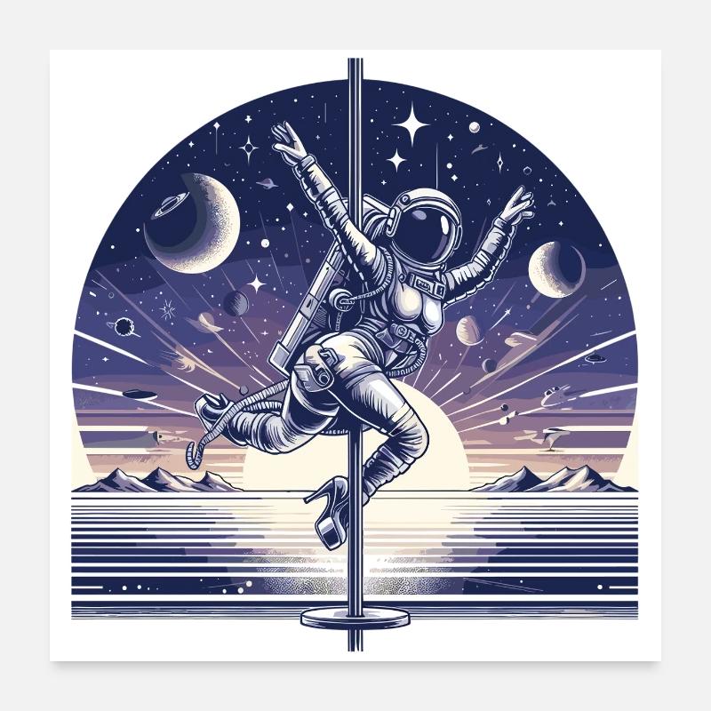 Pole Dance Astronautin Poledance Geschenk Poster 60x60 cm