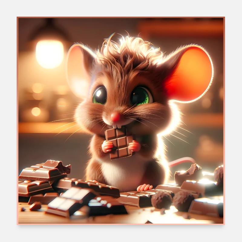 Kleines Schokoladen Mäuschen Poster 60x60 cm
