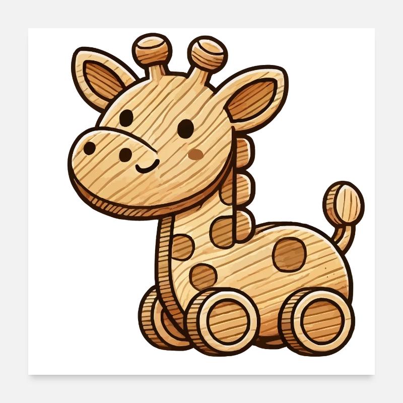 holz giraffe Poster 60x60 cm