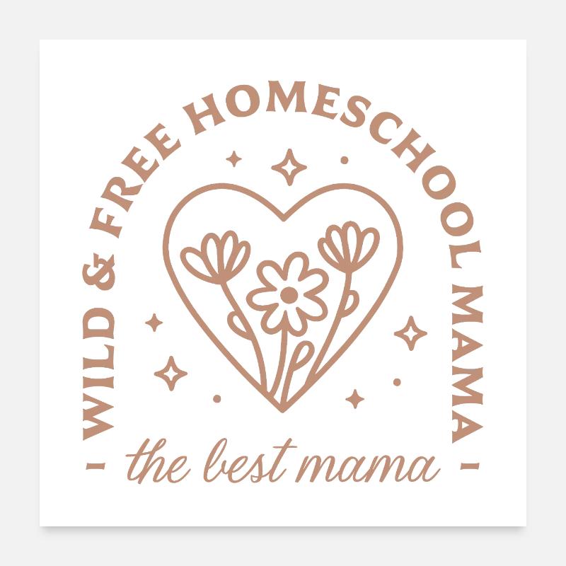 École à la maison la meilleure maman retro Poster 60 x 60 cm