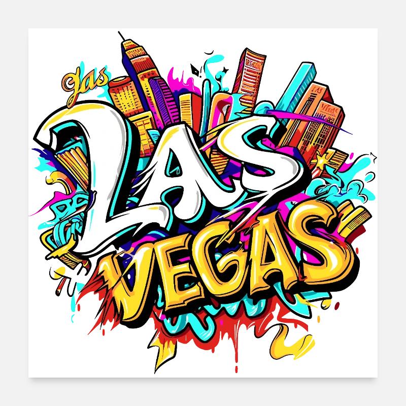 Las Vegas California graffiti Poster 24" x 24" (60x60 cm)