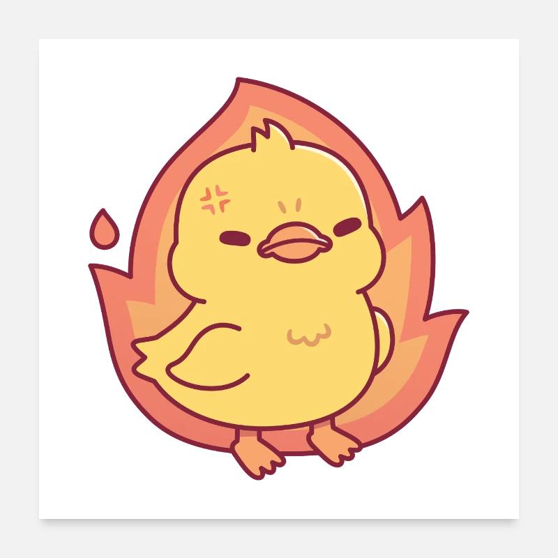 Angry But Still Cute Chick On Fire Poster 24" x 24" (60x60 cm)
