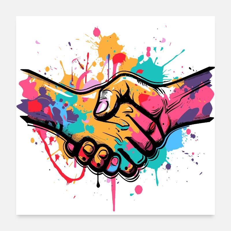 Handshake graffiti Poster 24" x 24" (60x60 cm)