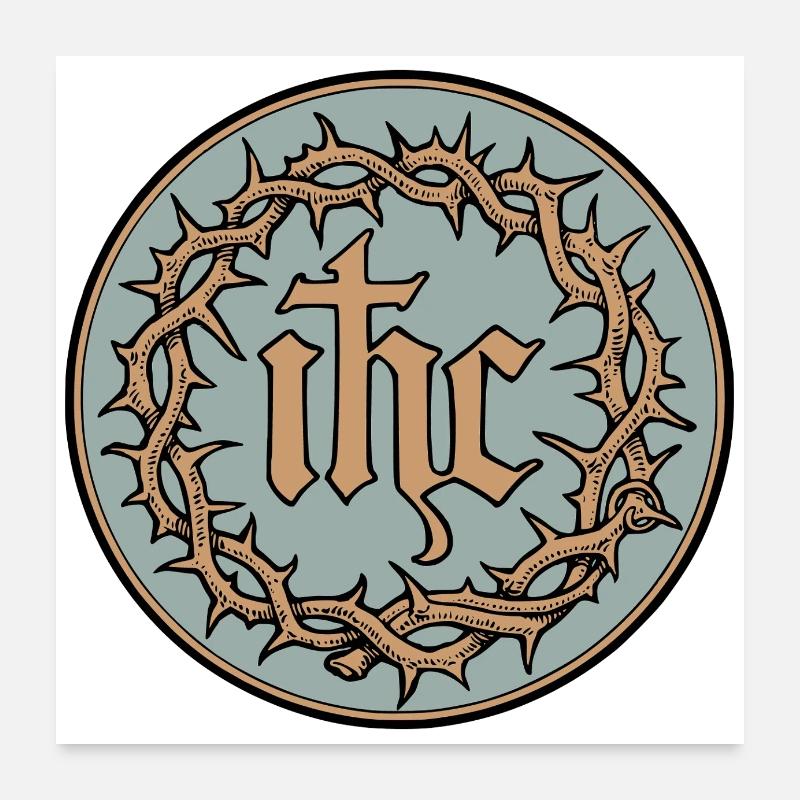 Vintage IHS Monogramm Jesus Christus Poster 60x60 cm