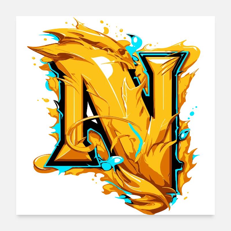 Initial Letter Name N Poster 24" x 24" (60x60 cm)