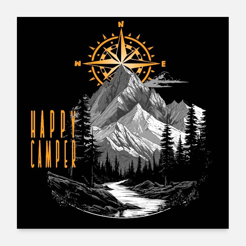 Happy Camper Kompass Poster 60x60 cm