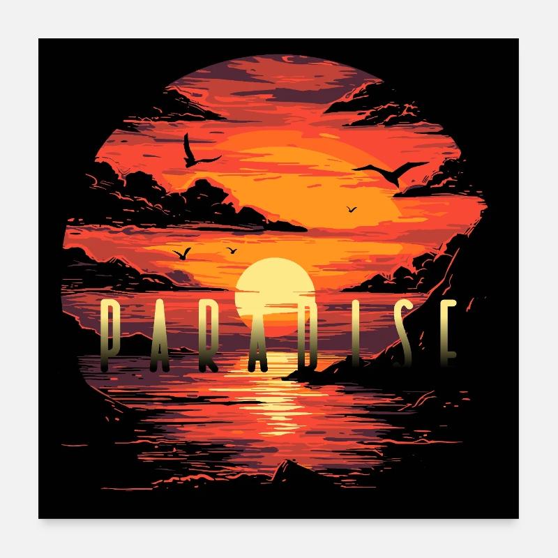 Paradis sur la plage crépuscule Poster 60 x 60 cm