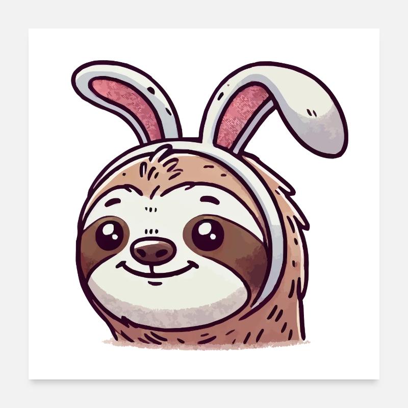 faultier sloth hase Poster 60x60 cm