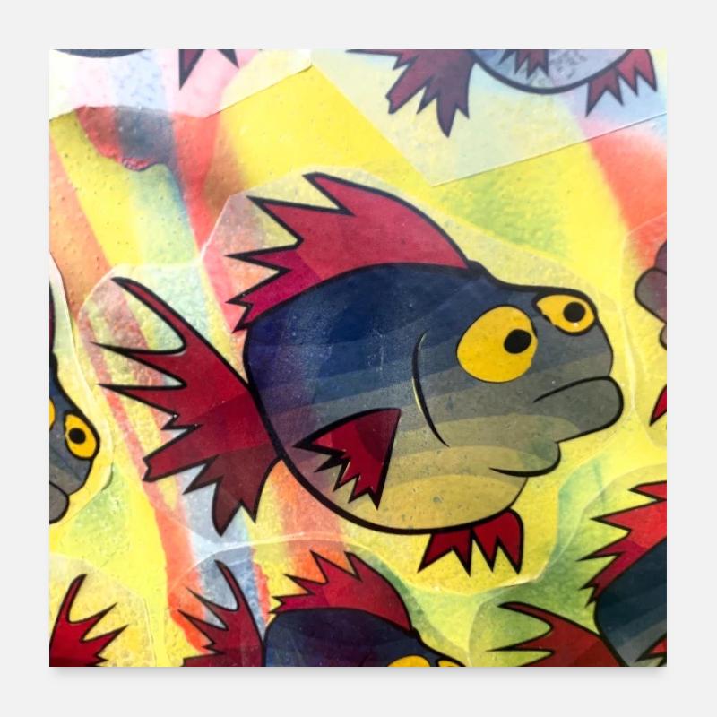 Poisson coloré en mouvement Poster 60 x 60 cm