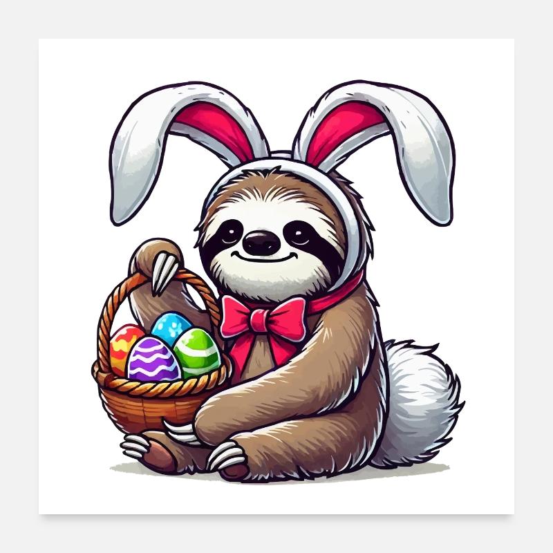 Sloth Easter Poster 24" x 24" (60x60 cm)