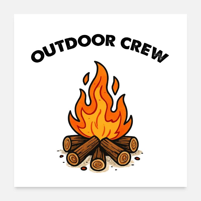 Feu de camp en plein air Poster 60 x 60 cm