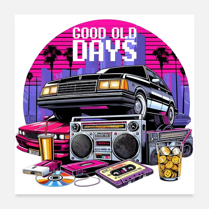 Good Old Times Cassette 90s Retro Gift Poster 24" x 24" (60x60 cm)