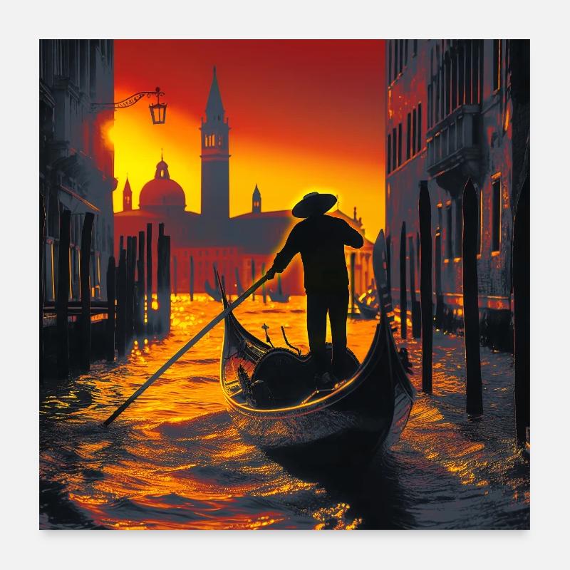 Venise Gondolier Poster 60 x 60 cm