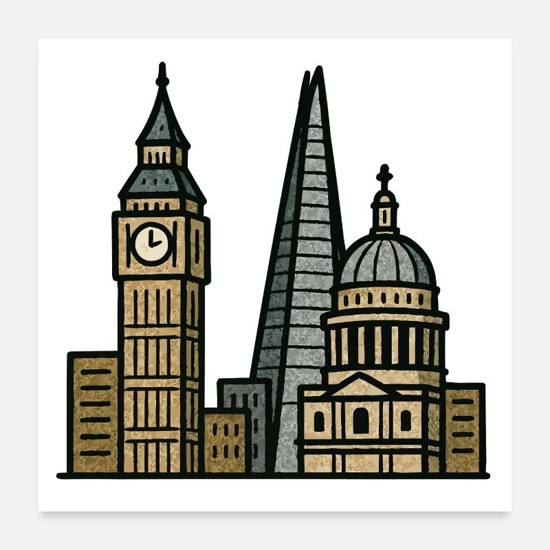 Skyline de Londres Poster 60 x 60 cm