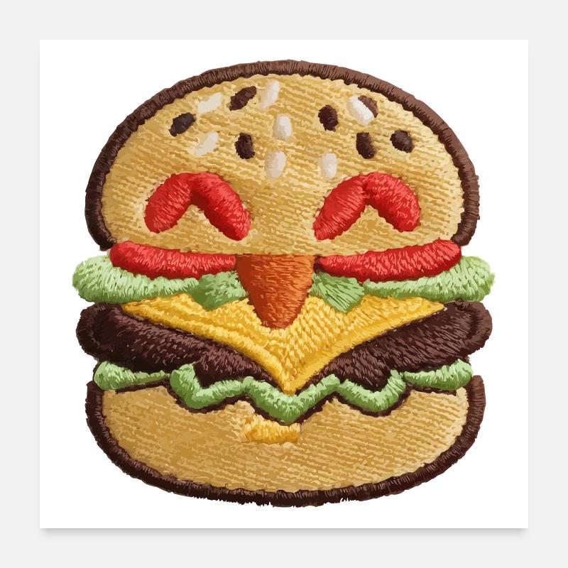 Burger brodé Poster 60 x 60 cm