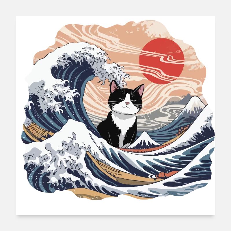 Vage Katze - Poster 60x60 cm - Weiß