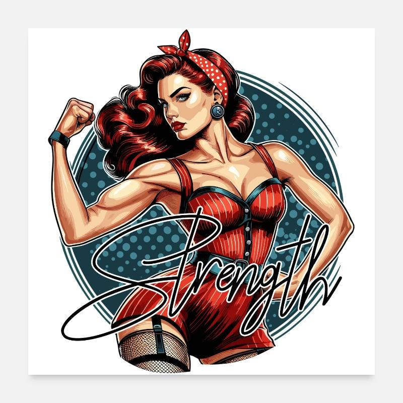 Strength Strong Woman Rockabilly Suspender Gift Poster 24" x 24" (60x60 cm)