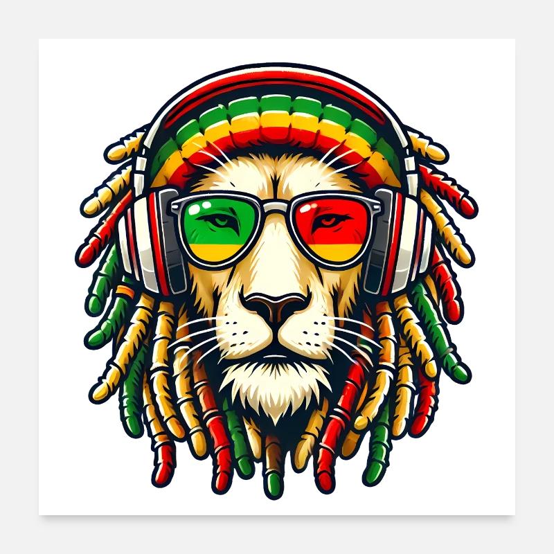 Reggae Löwe Rasta Jamaika Poster 60x60 cm
