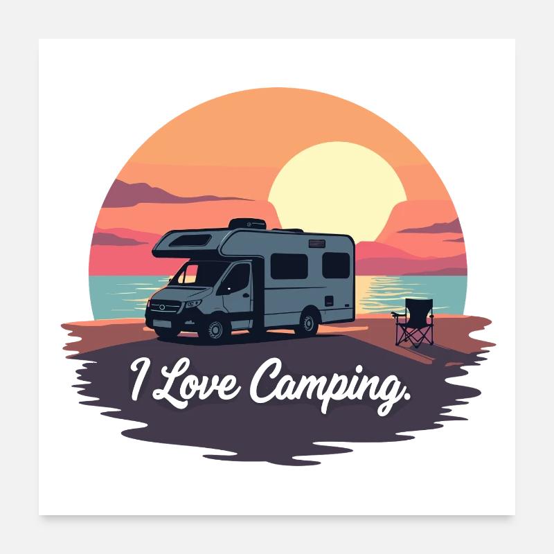 J’adore le camping Poster 60 x 60 cm