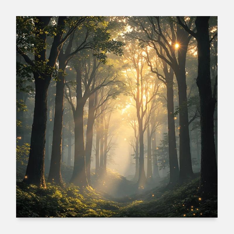 Coucher de Soleil sur la Forêt des Rêves Poster 60 x 60 cm