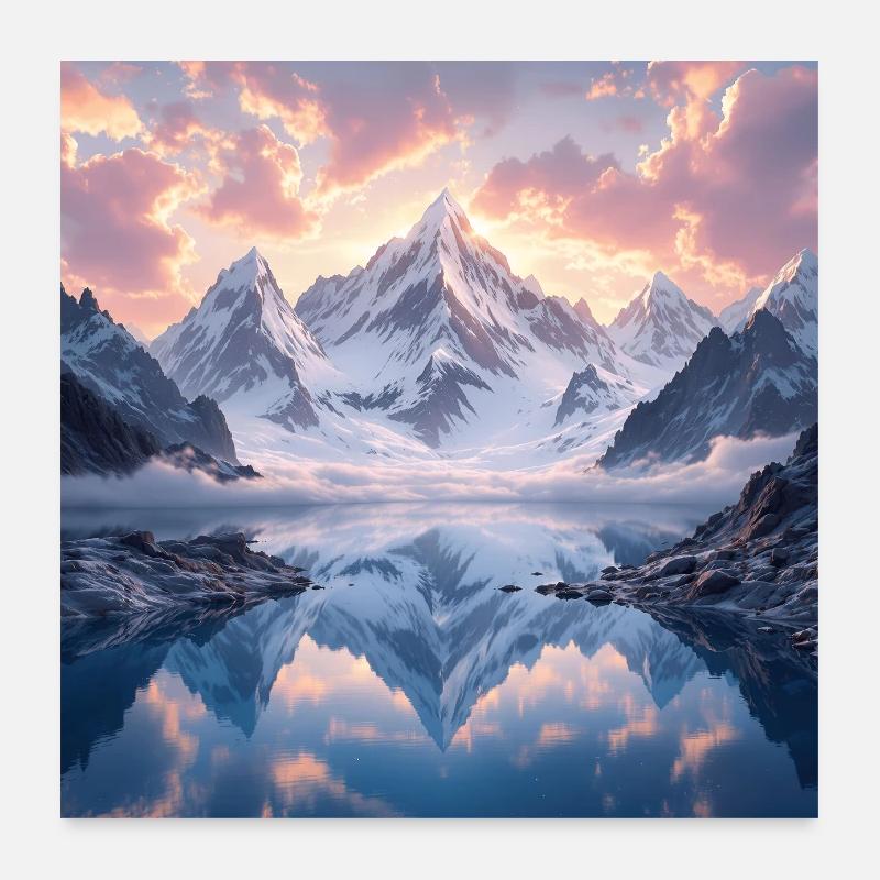 Sunset over the Floating Mountains Poster 24" x 24" (60x60 cm)