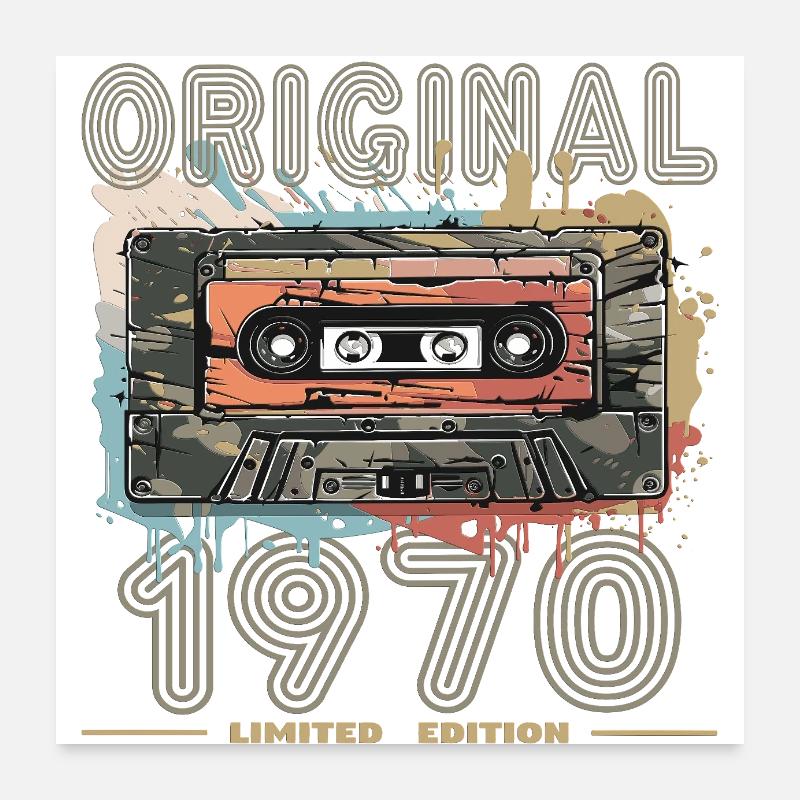 1970 Cassette Rétro Originale Limitée Poster 60 x 60 cm