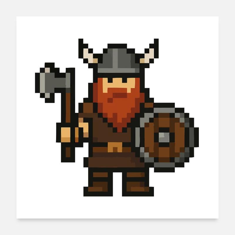 wikinger pixel Poster 60x60 cm